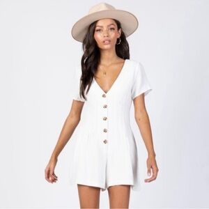 Elegant White Button-Down Romper